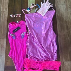 Iheartrave edc festival Pink Shimmer Dress & Accessories Costume